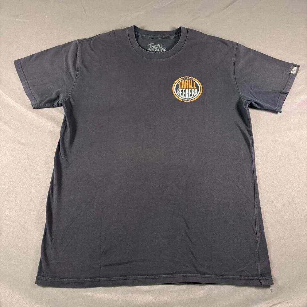 Thrill Seekers Super High Quality Graphic T-Shirt Mens Size L, Navy Blue